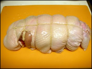 Chicken inside Duck skin and tied 